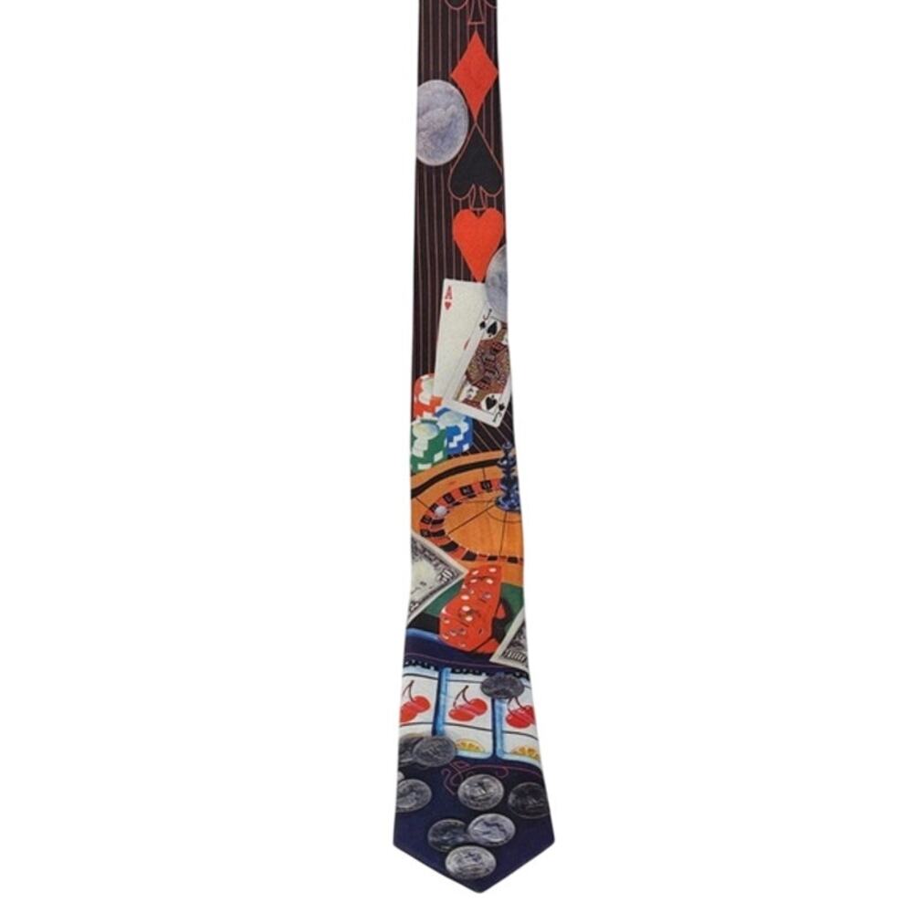 Vintage 1994 Ralph Marlin‎ Gambling Casino Cards Slots Poker Dice Vegas Neck Tie